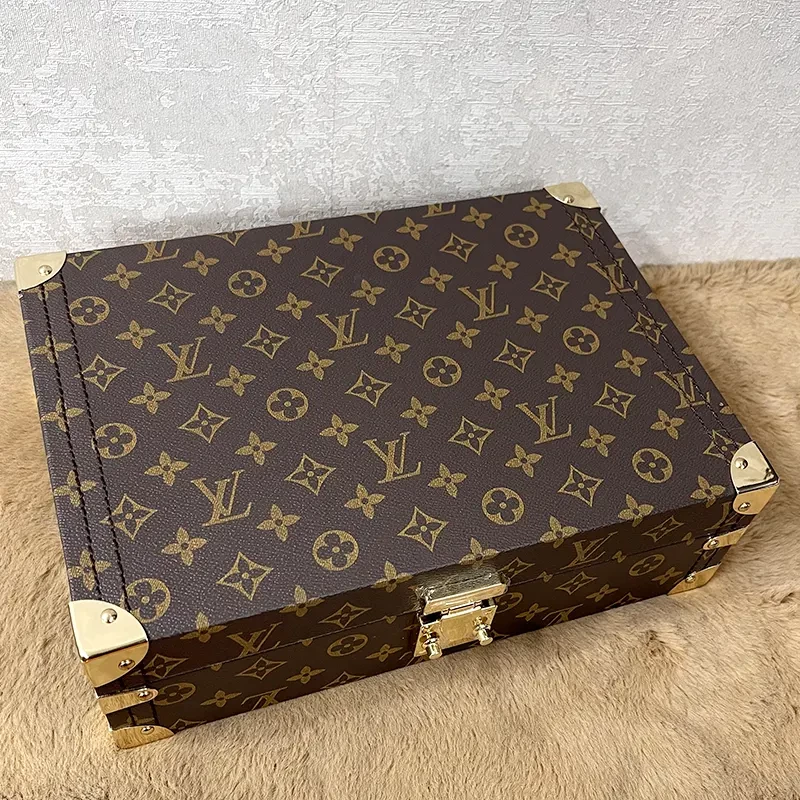 LV 8 Slots Brown Leather Watch Organizer Box And Gift Case